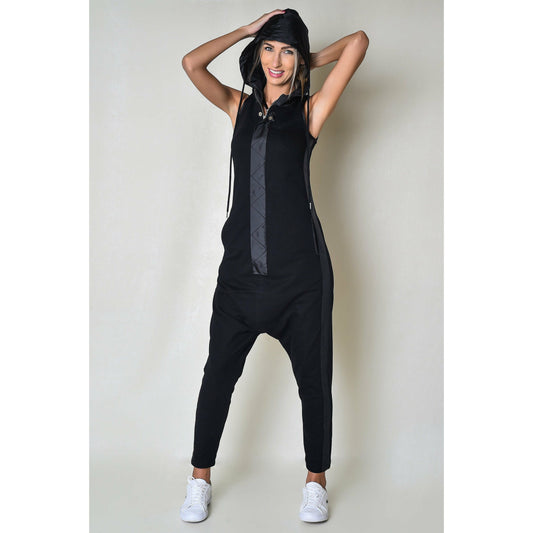 Black Women Drop-Crotch Jumpsuit