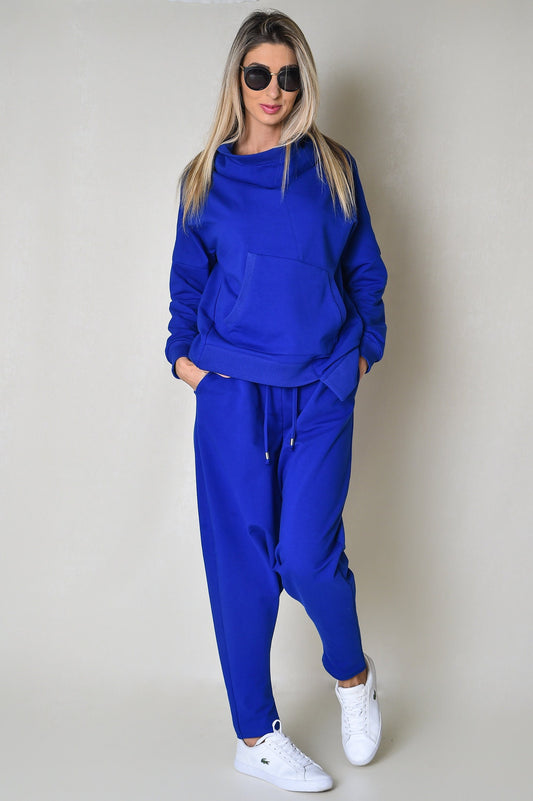 Blue Women Drop-Crotch Pants, Harem Style