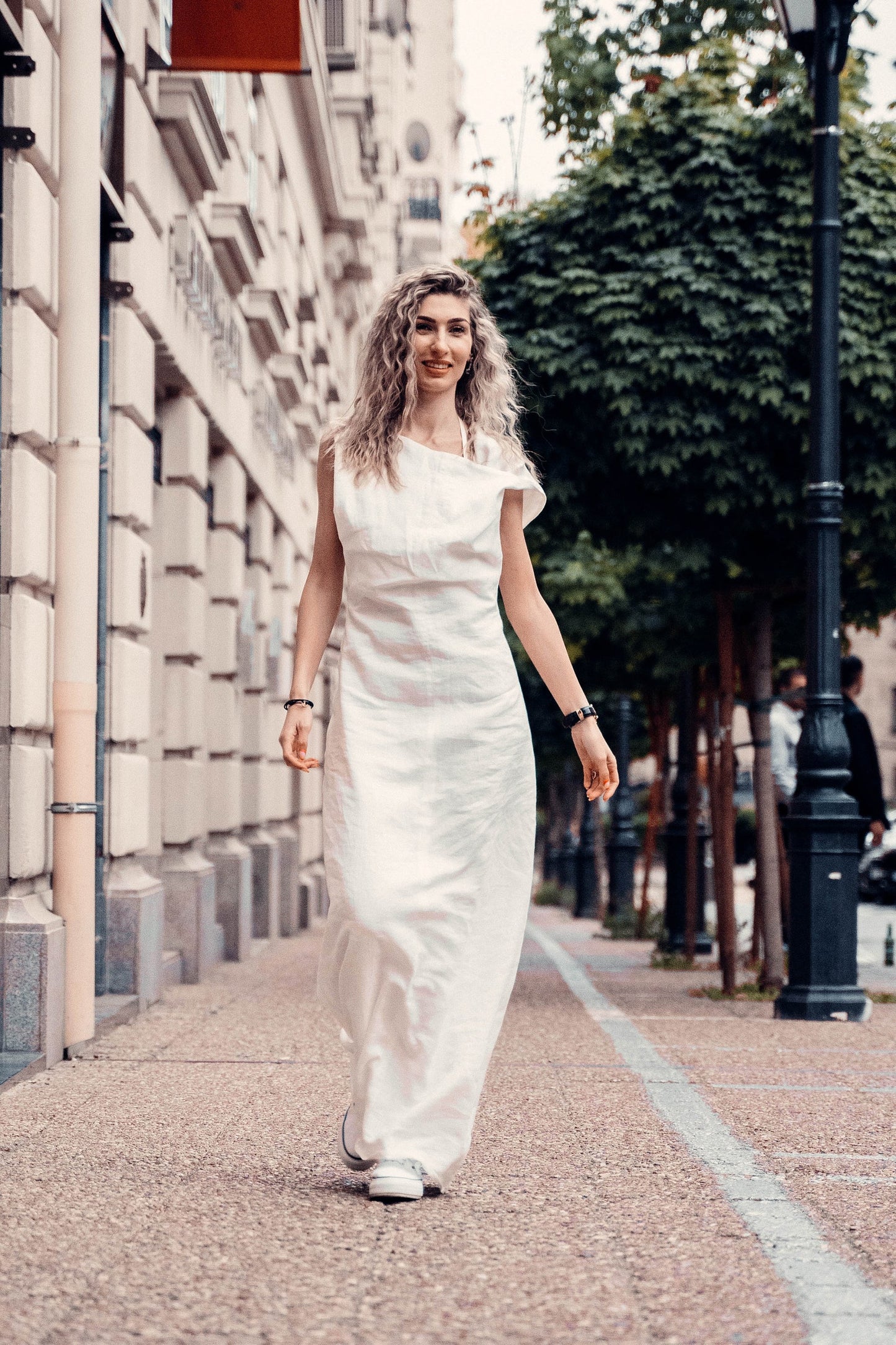 Long White Linen Dress