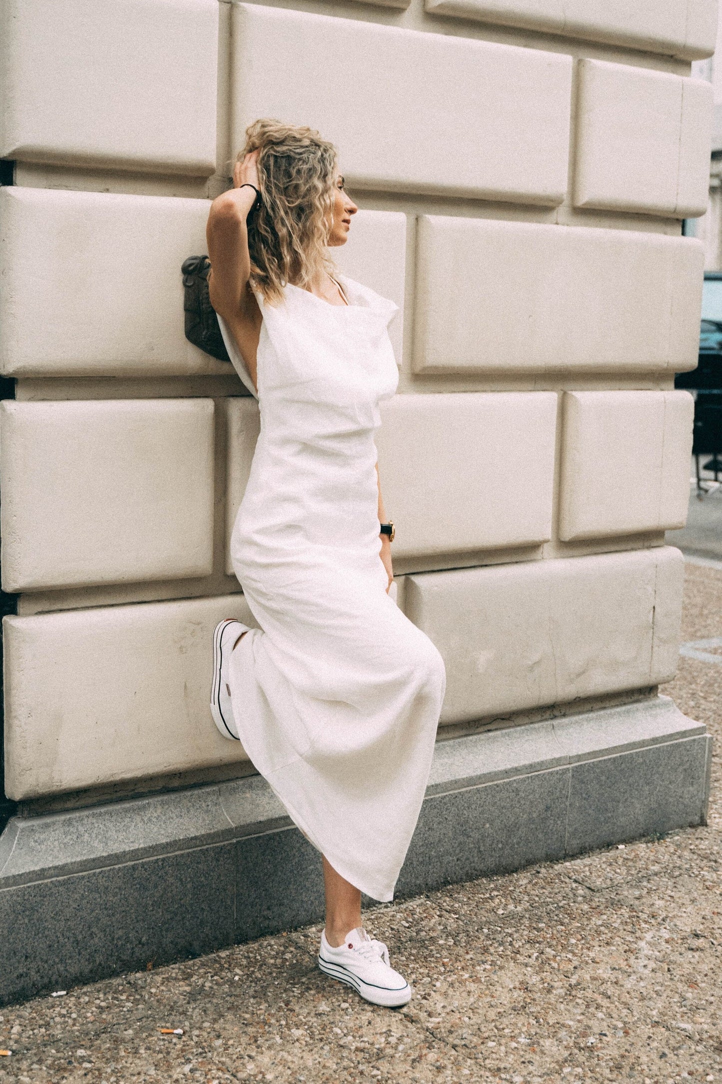 Long White Linen Dress