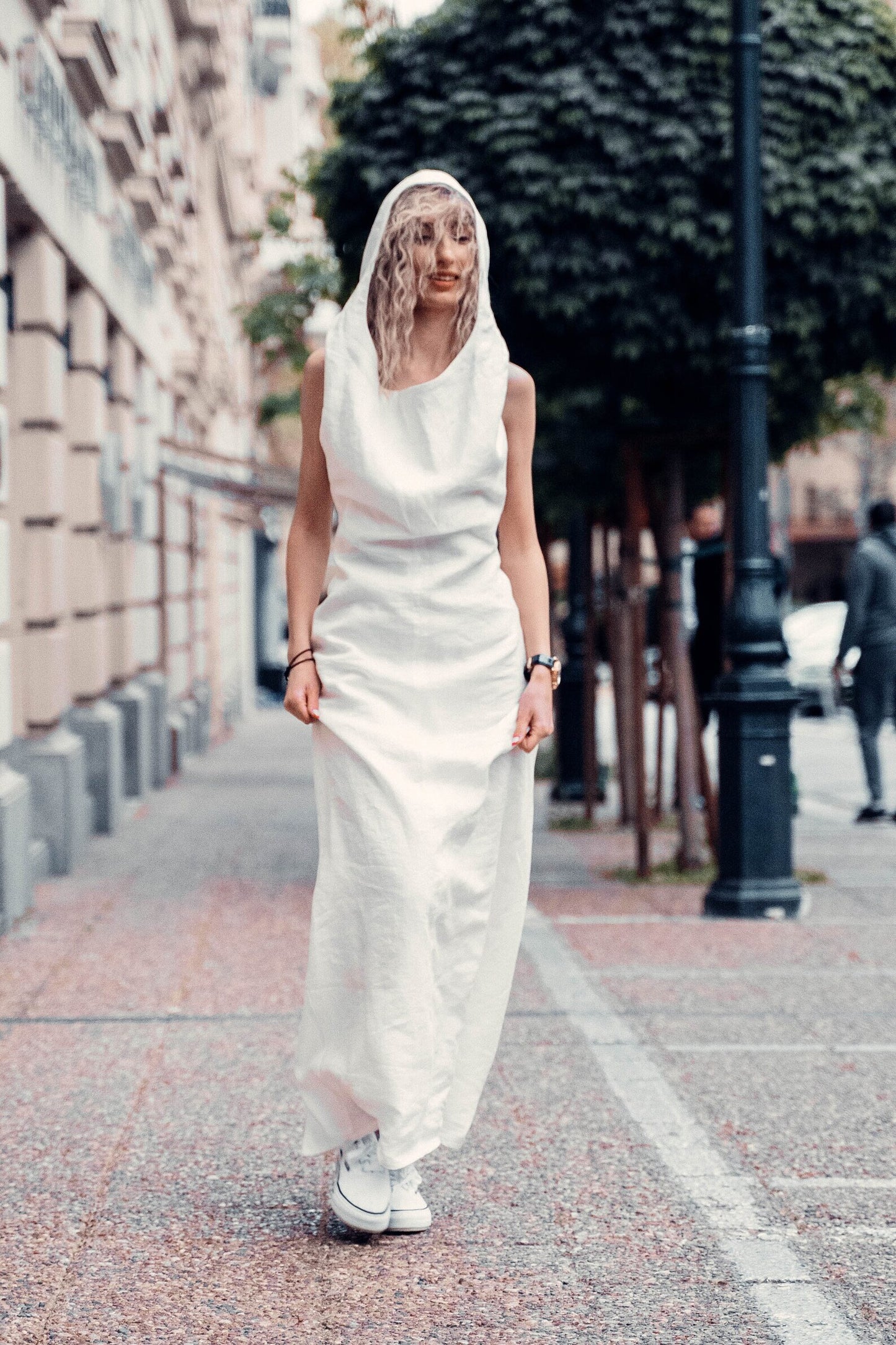 Long White Linen Dress