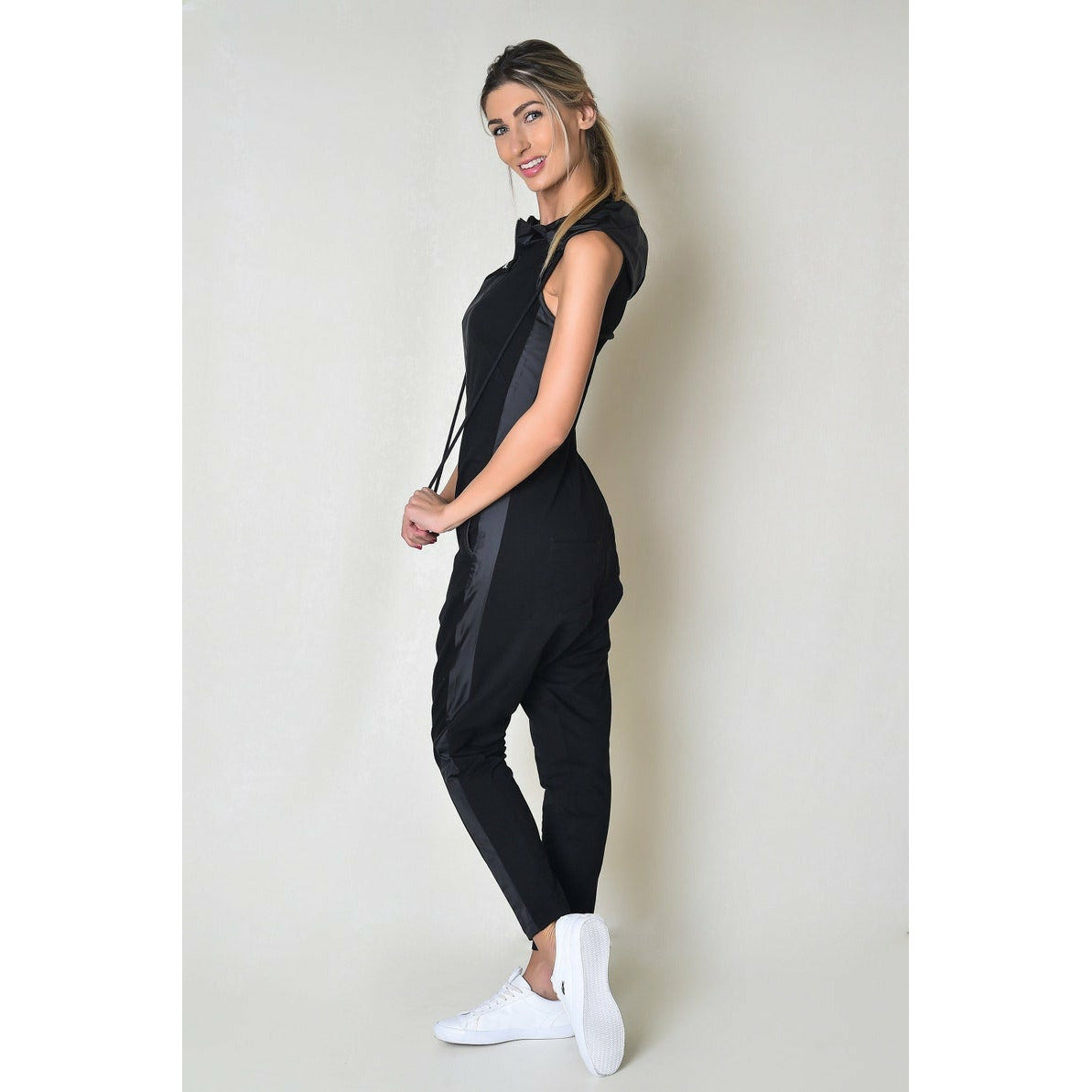 Black Women Drop-Crotch Jumpsuit