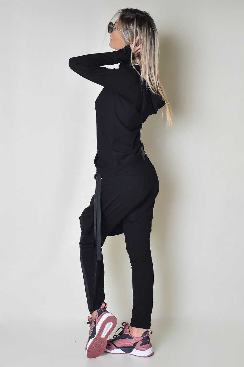 Black Drop-Crotch Women Pants